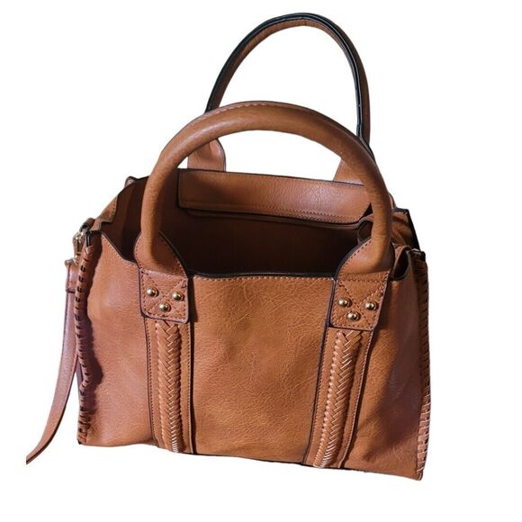 HANNA GRACE Tote HANDBAG Crossbody Caramel 2 piece set NWT. - Picture 3 of 10